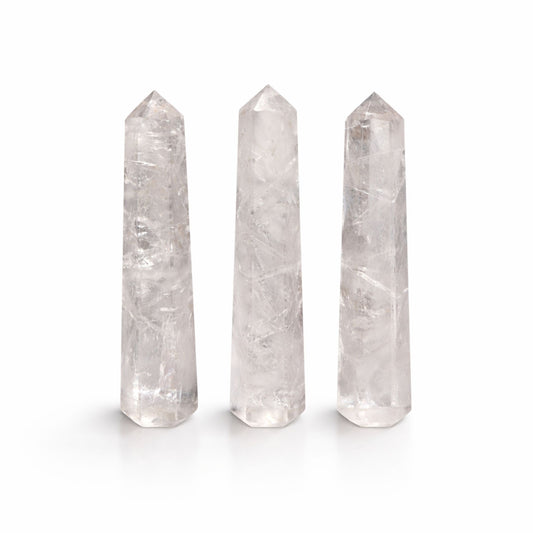 Clear Quartz obelisk point 11cm six face crystal tower transparent gemstone