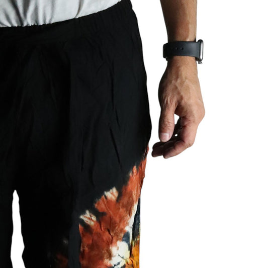 Black chocolate and orange Japanese lounge pants Large with relaxed wide-leg fit UK
