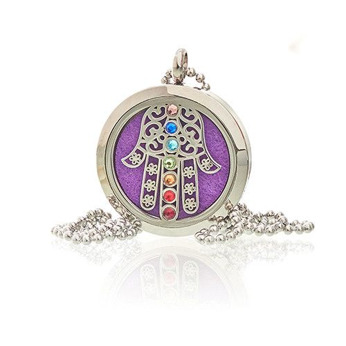 Hamsa Aromatherapy Diffuser Necklace and Oils Gift Set