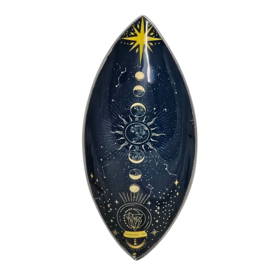 Enamel Incense Bowl Aluminum Zodiac Moon Phases celestial incense holder