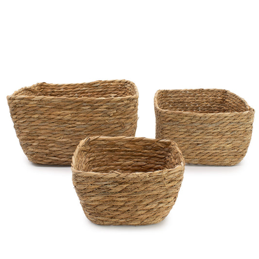 Seagrass square baskets natural – woven eco-friendly storage baskets for boho home organisation
