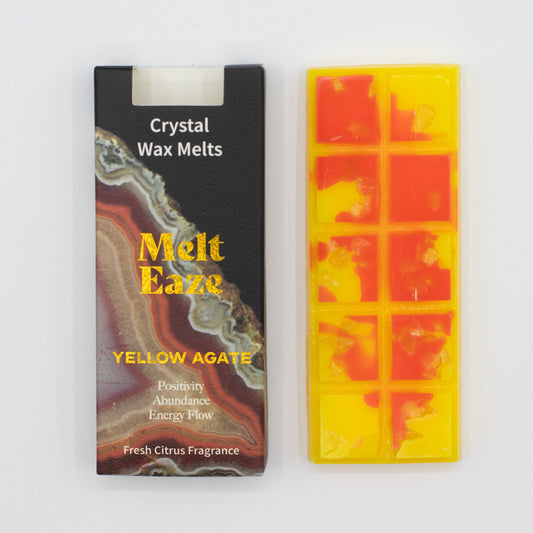 MeltEaze Golden Glow wax melts 50g snap bar with citrine chips fresh citrus scent
