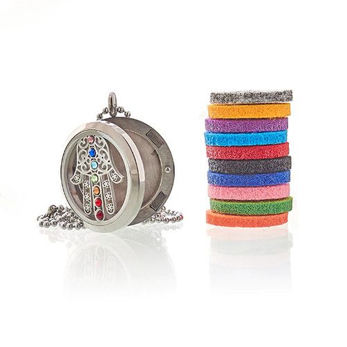 Hamsa Aromatherapy Diffuser Necklace and Oils Gift Set