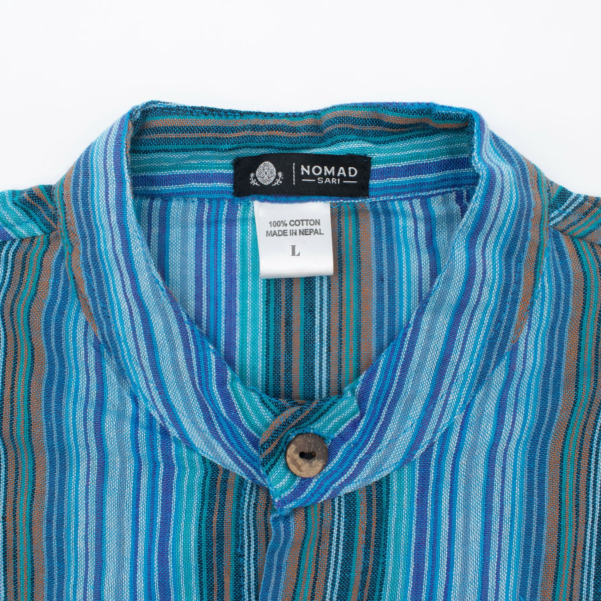 Nomad Sari Grandad Shirt - Turquoise - Medium