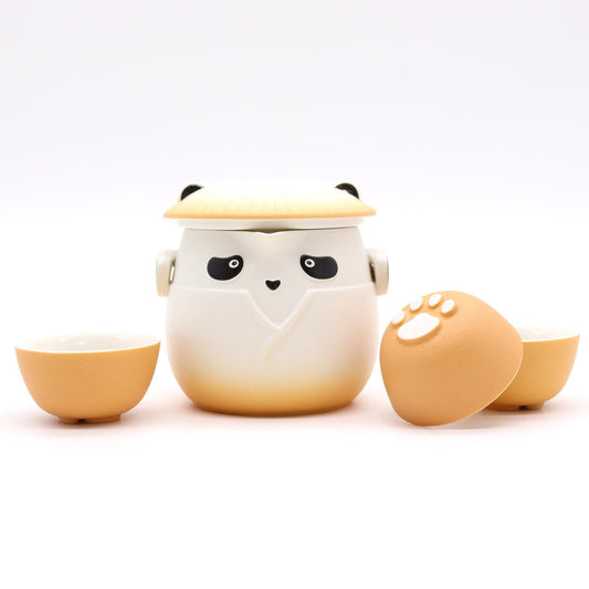 panda teapot set orange ceramic teapot with three cups