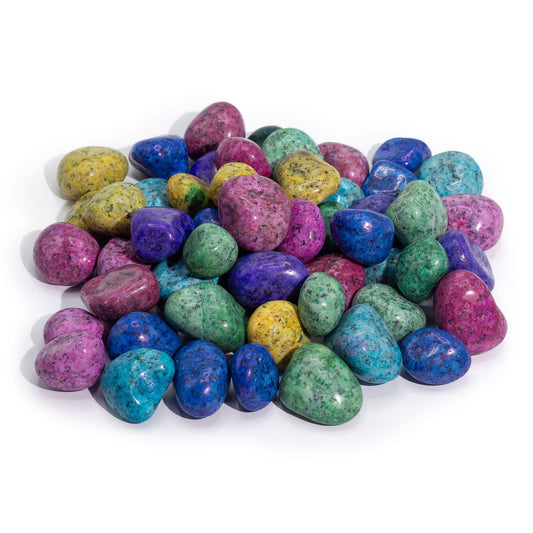 Bulk 1kg bag of treated Indian Dalmatian medium tumblestones with distinctive cream and dark spotted markings