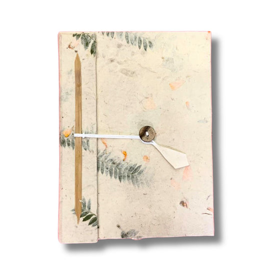 Mixed Flowers Lokta Journal large handmade paper with pressed flower cover and bookmark