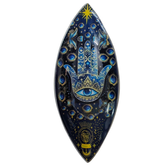 Enamel Incense Bowl Aluminum Blue Hamsa spiritual incense holder