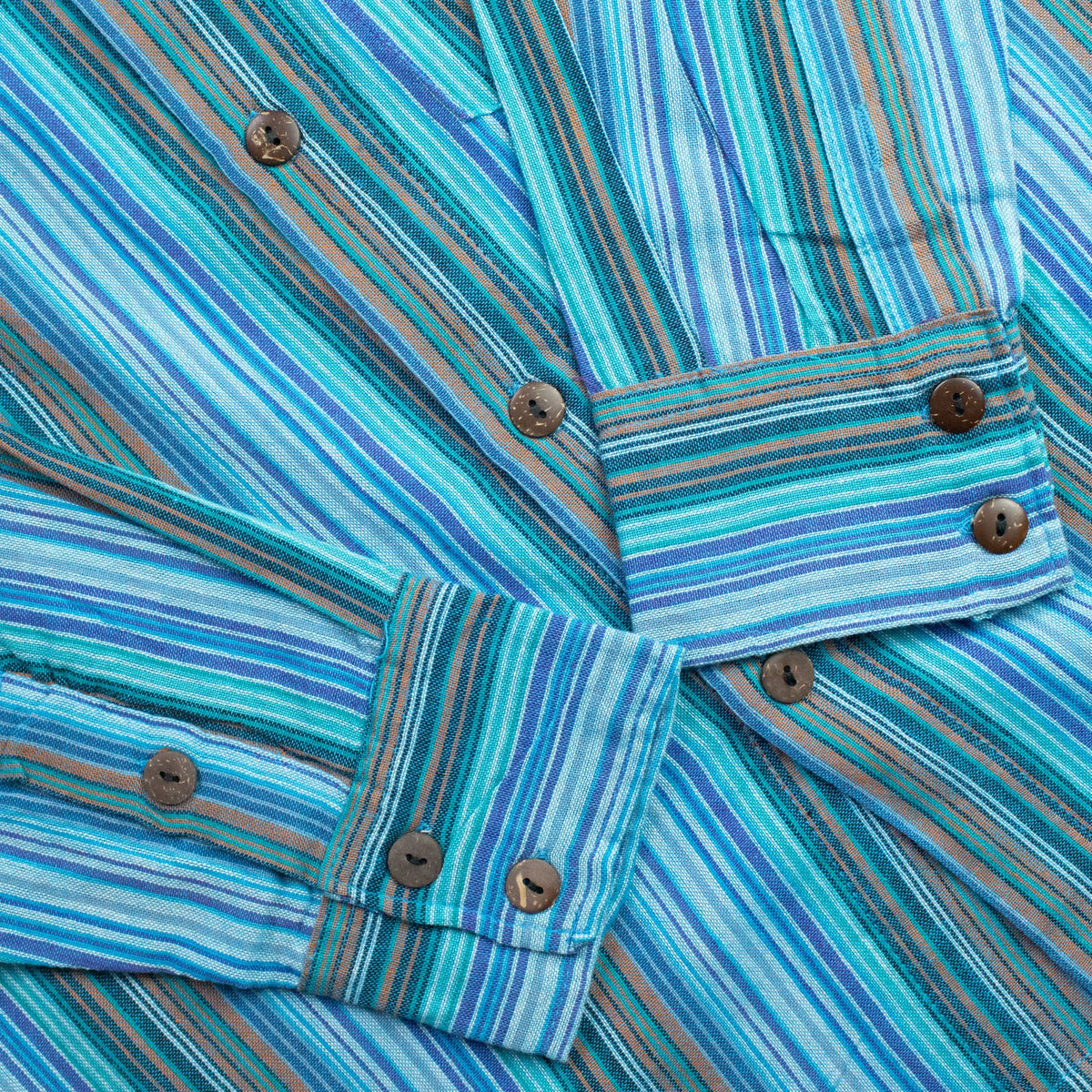 Nomad Sari Grandad Shirt - Turquoise - Medium