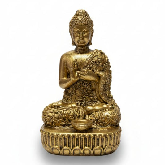 Seated brass Buddha figurine 76mm solid brass spiritual ornament UK