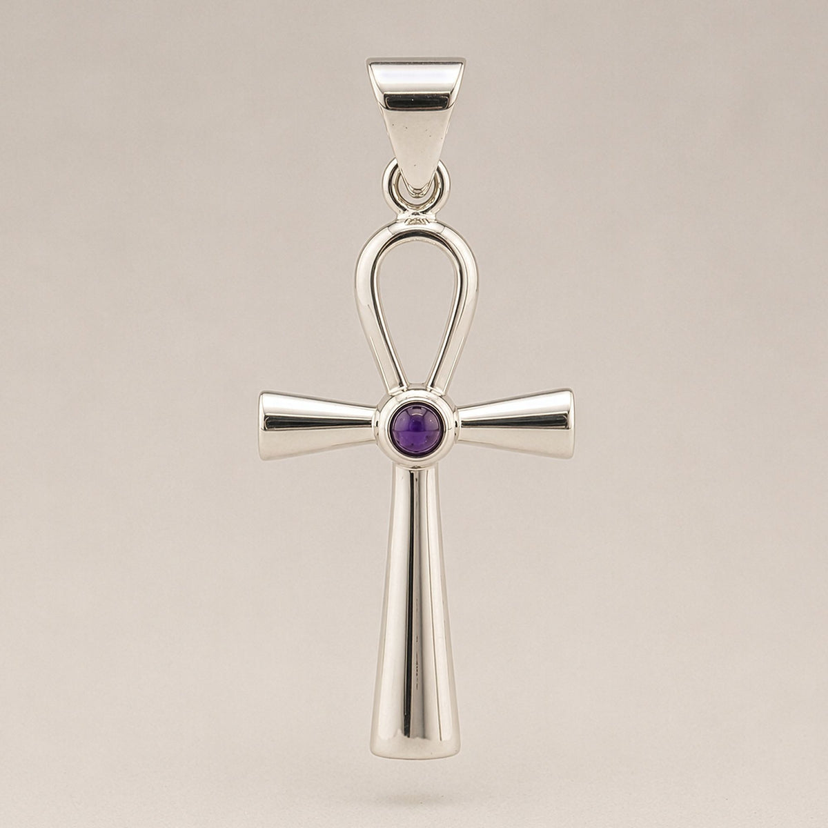 Silver plated Egyptian Ankh pendant symbol of eternal life with 45cm black cord for spiritual and alternative jewellery UK