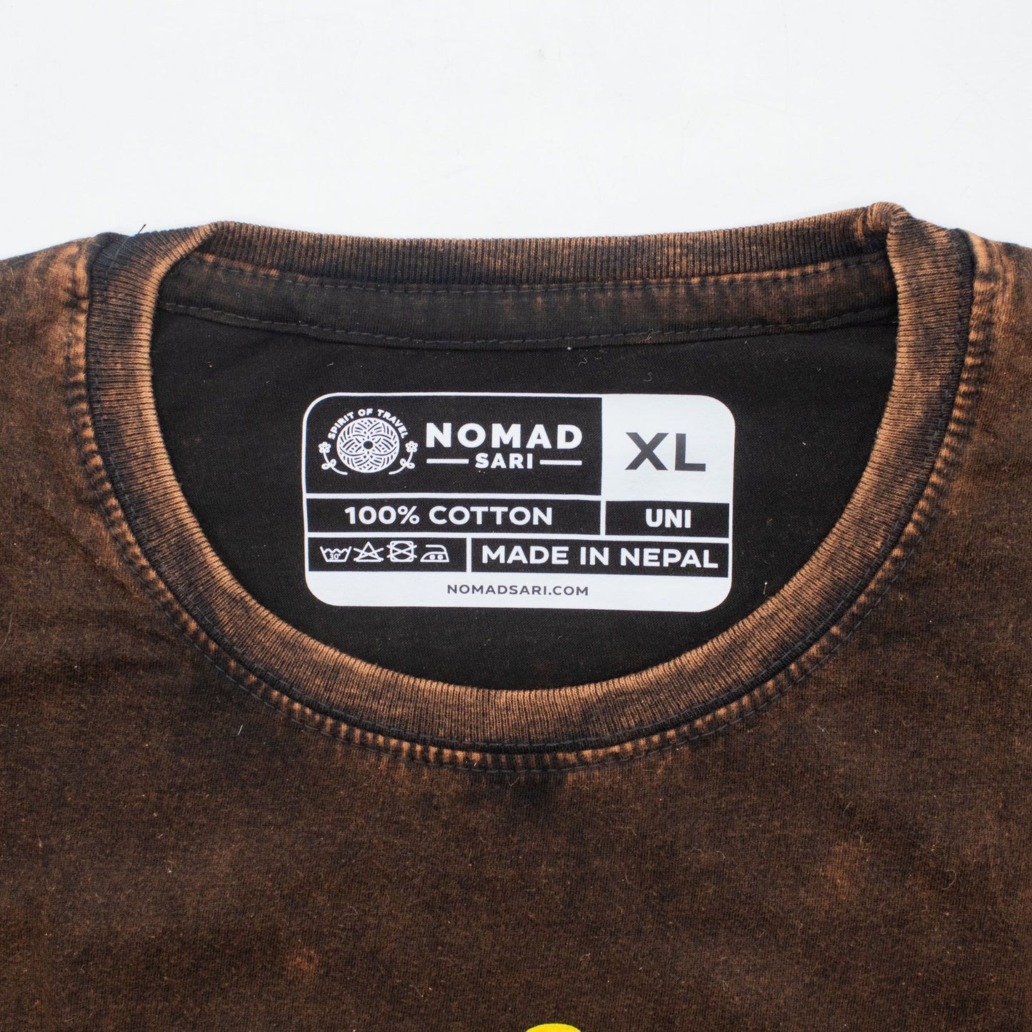 Nomad Sari Stonewashed Cotton T-Shirt - Sun & Zodiac - Brown - XL