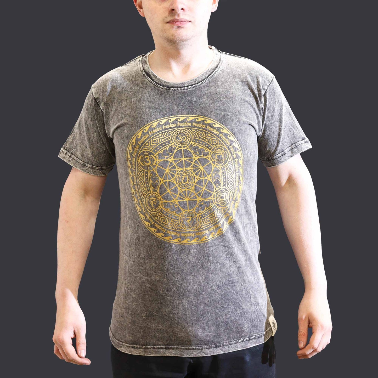 Small Stone Washed T-Shirt - Chakra - Dark Grey