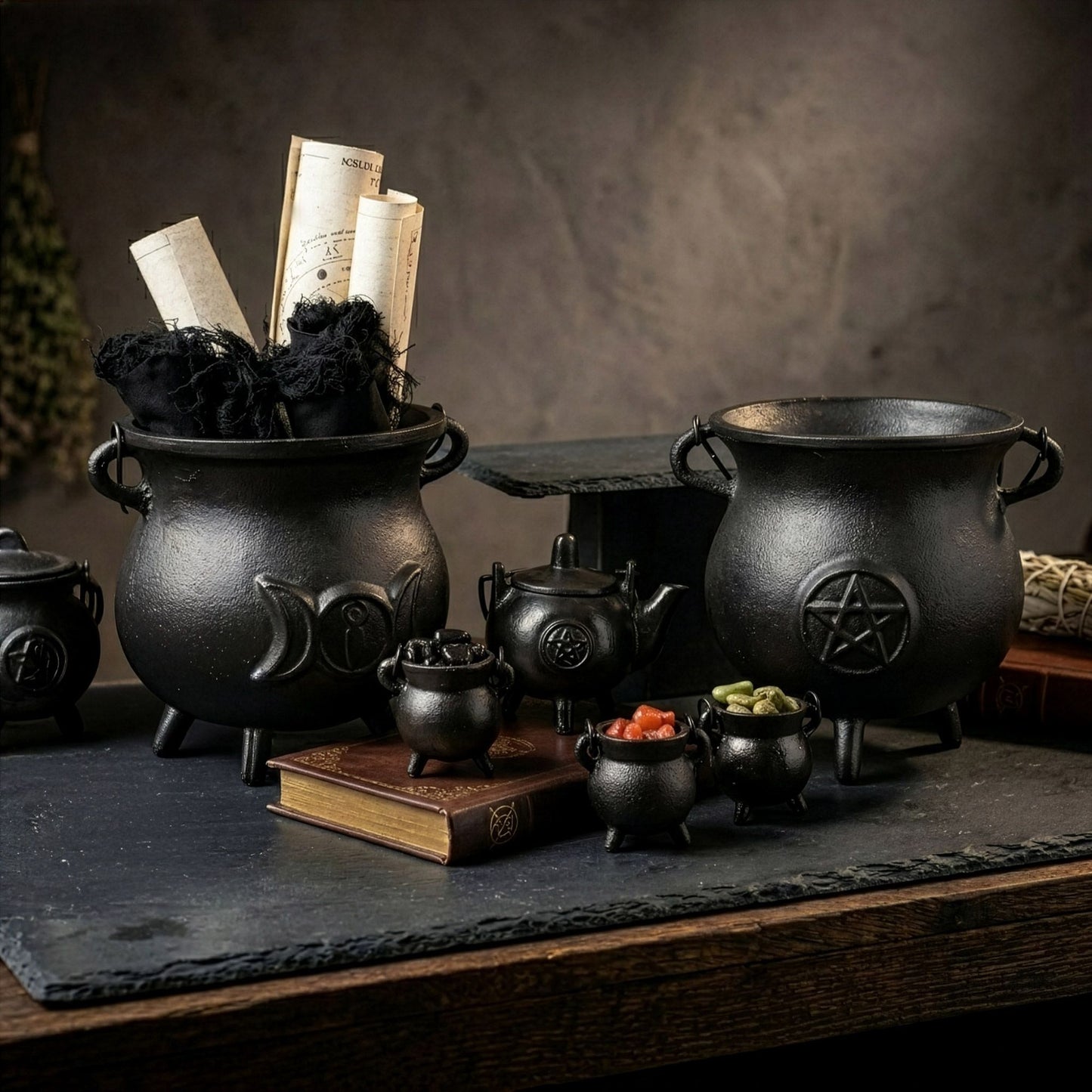 Extra Small Cast Iron Cauldrons Set of 4