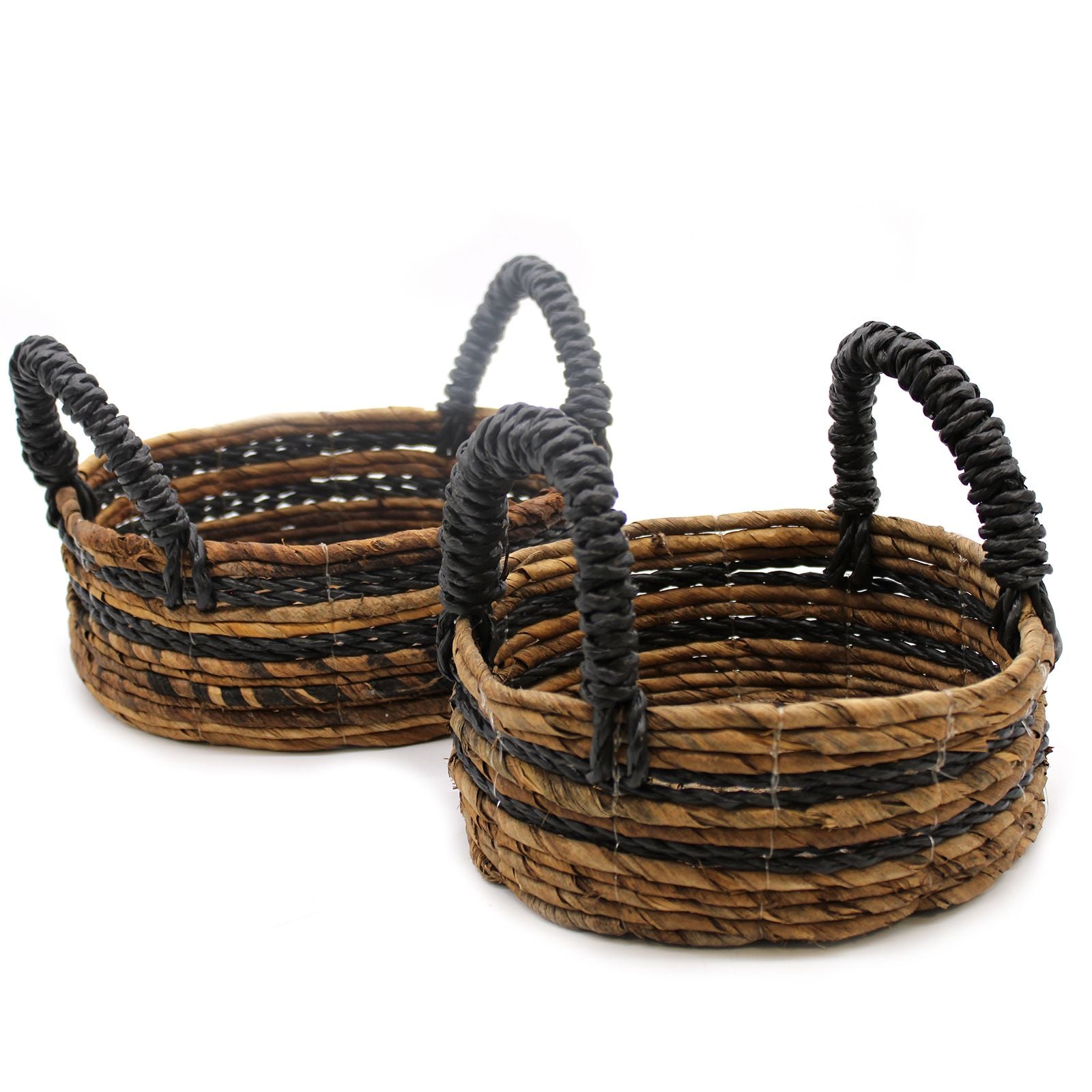 Banana leaf hitam raffia basket set of 2 – woven eco-friendly storage baskets for boho home organisation