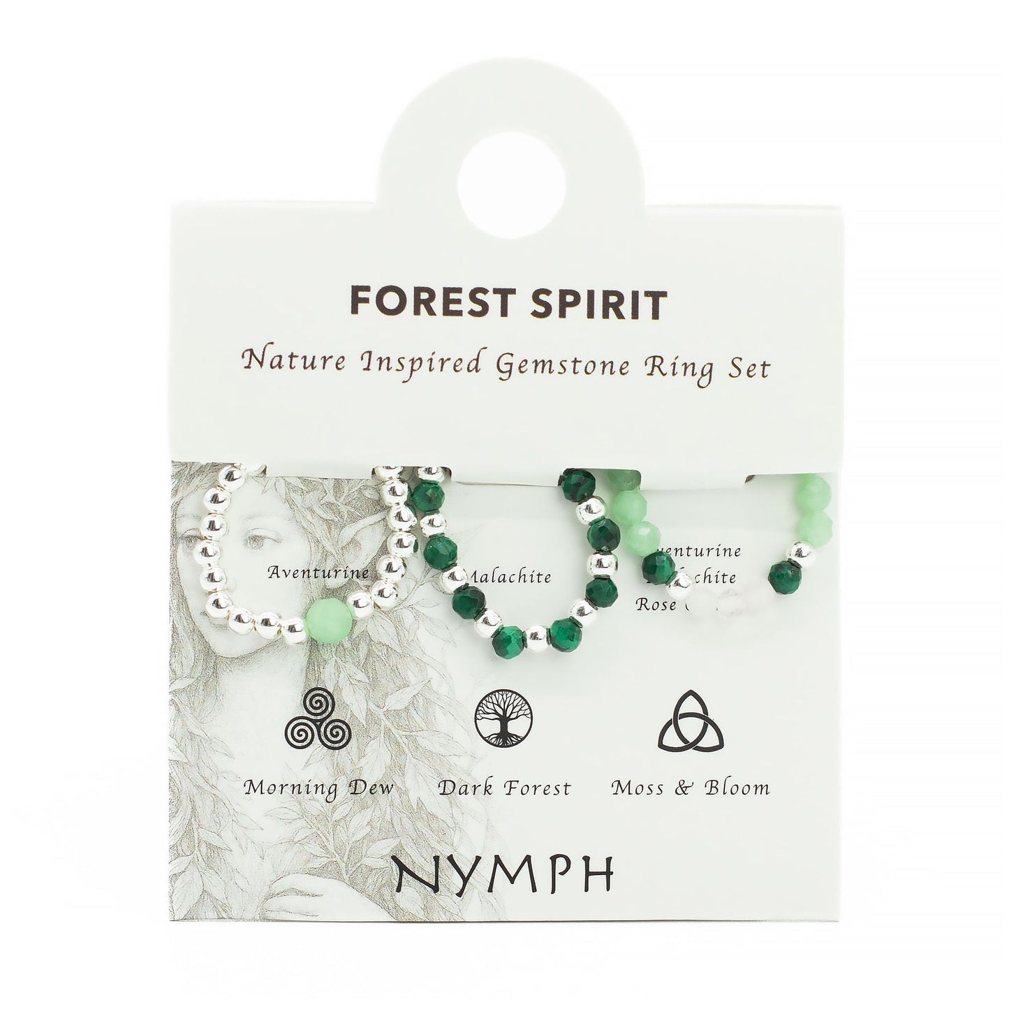 Nymph Spirit Gemstone Ring Set - Forest Spirit