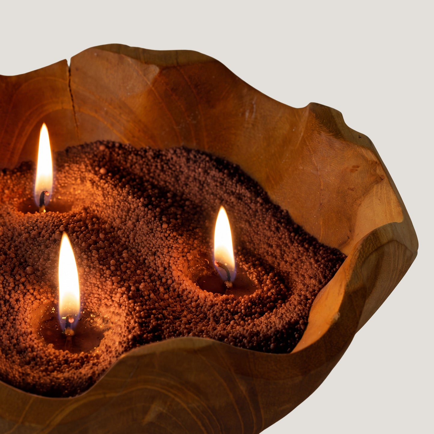 Mocha brown Crimson Crystal fragranced candle sand with cotton wicks