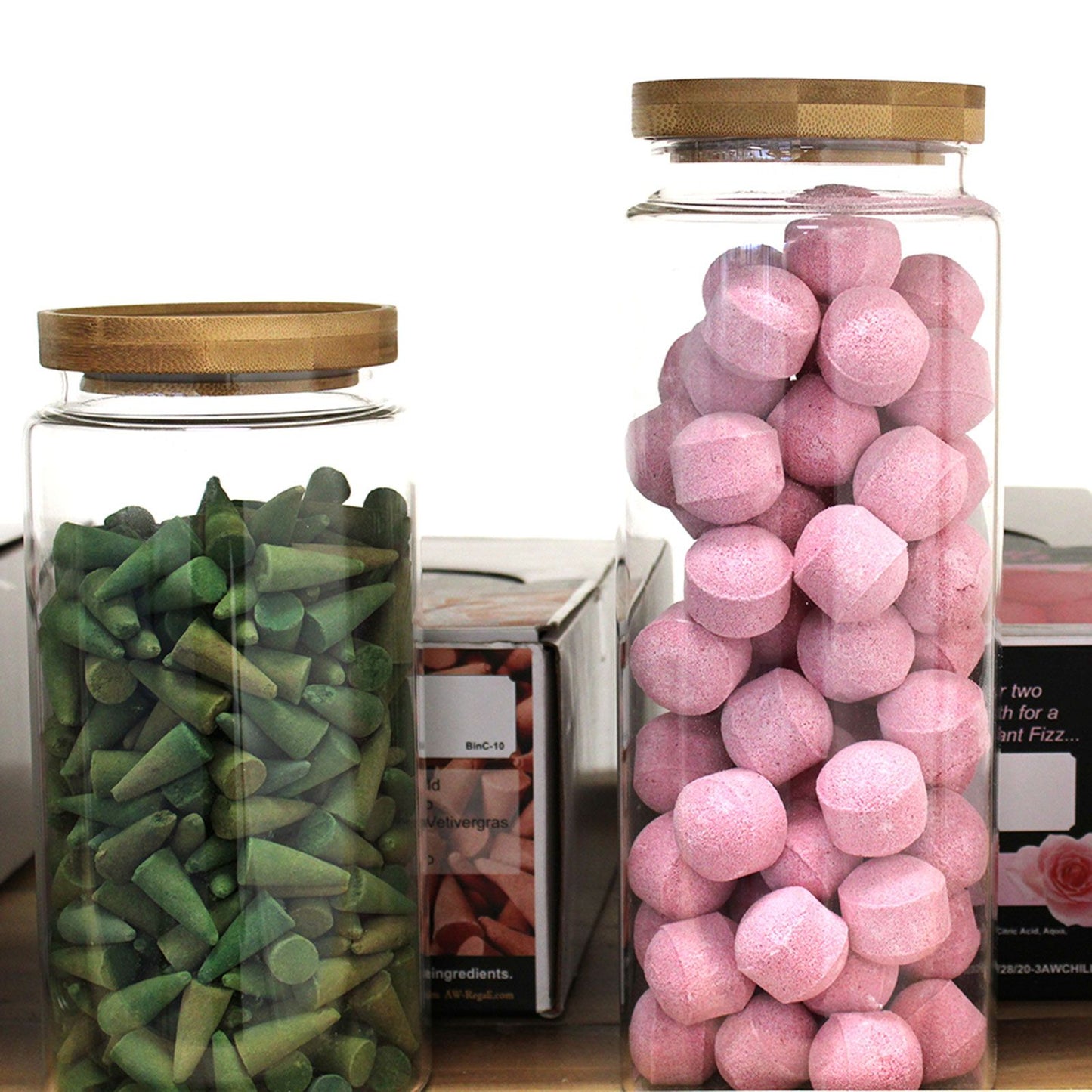 Cottage Bamboo Glass Jar Large