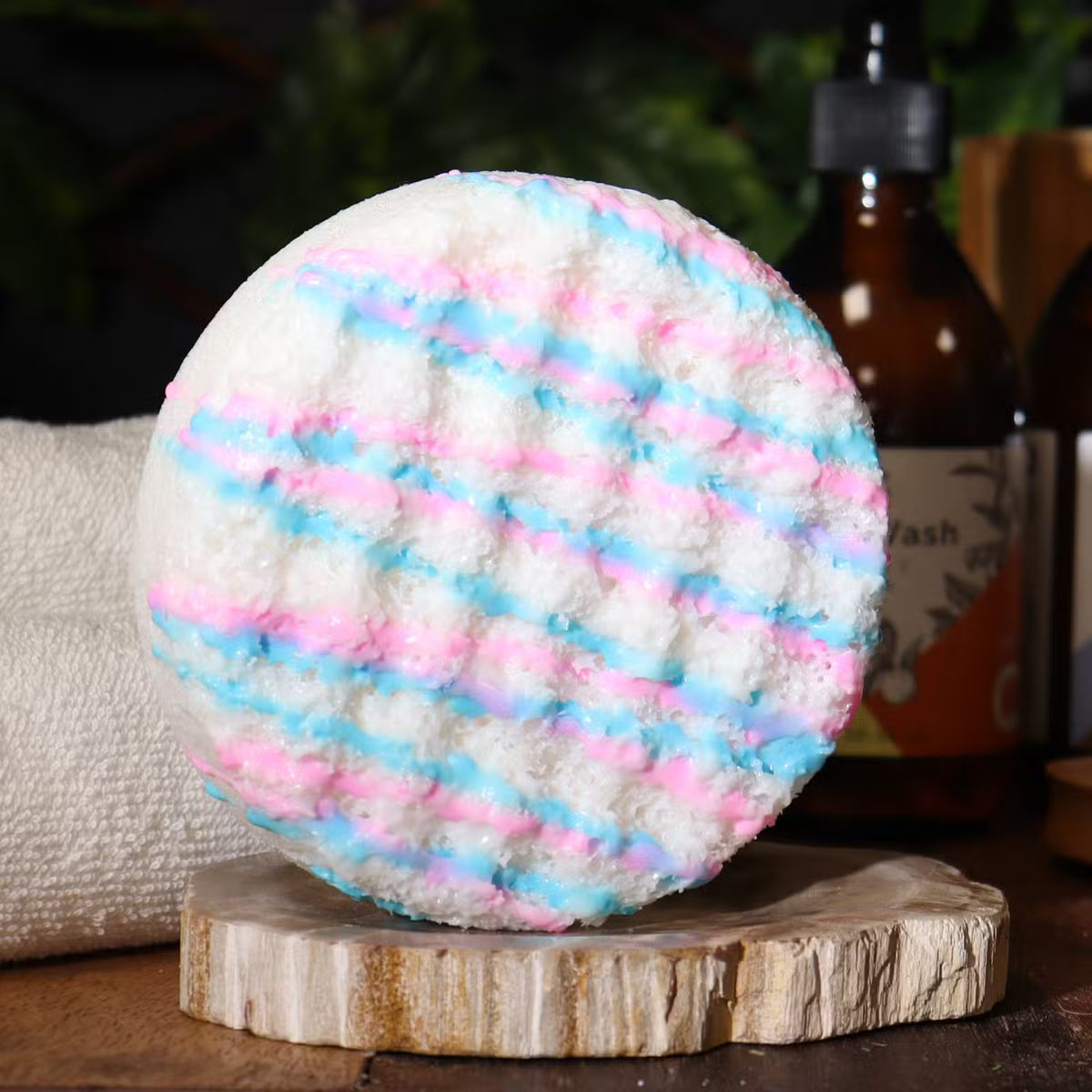 Baby Powder Butter Bubble Soap Sponge 230g with textured exfoliating surface and soft baby powder fragrance