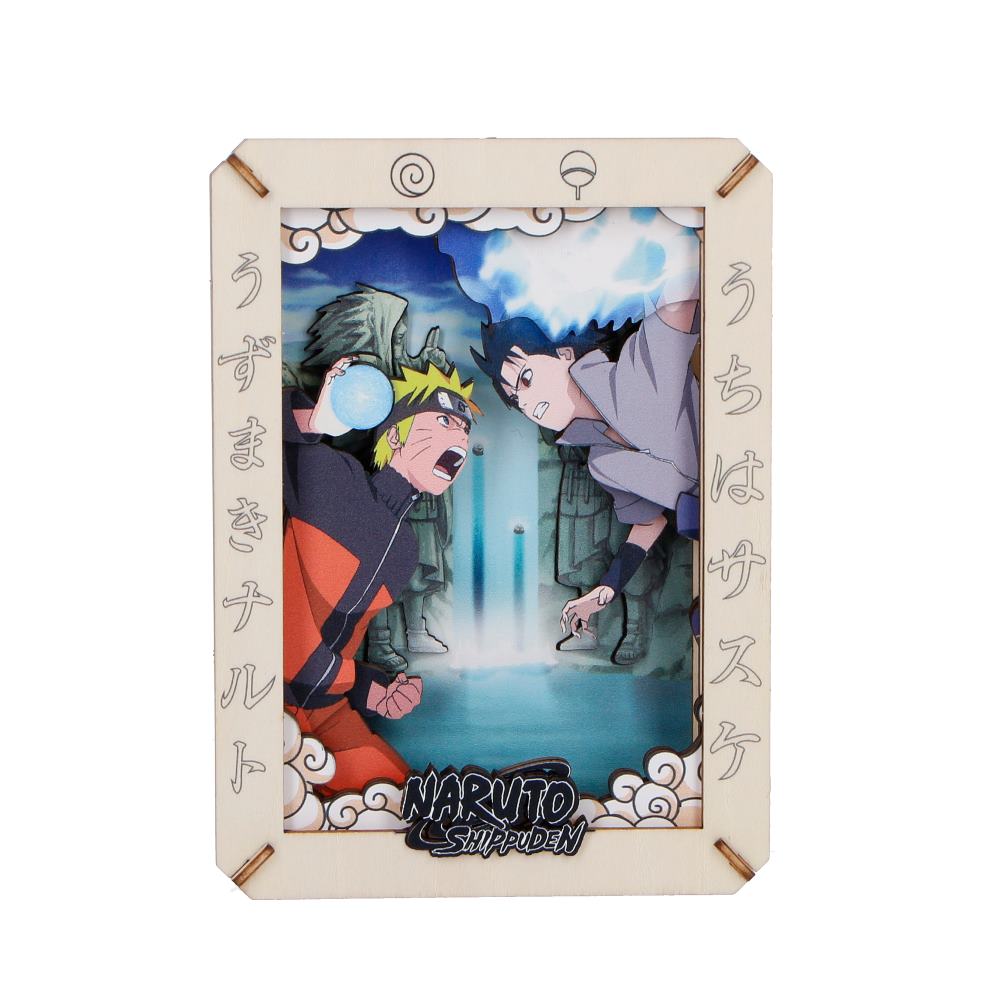 Naruto Final Valley Wooden Theatre - Front showing Naruto and Sasuke in the Final Valley