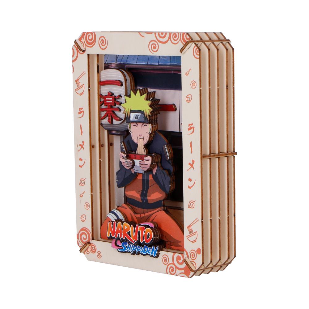Naruto Ramen Wooden Theatre - Left angle showing ramen-shop scene and wooden layers
