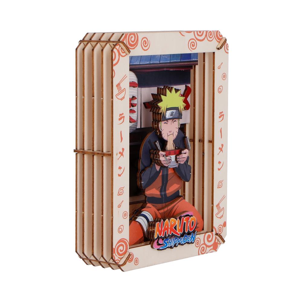 Naruto Ramen Wooden Theatre - Right angle of layered ramen scene
