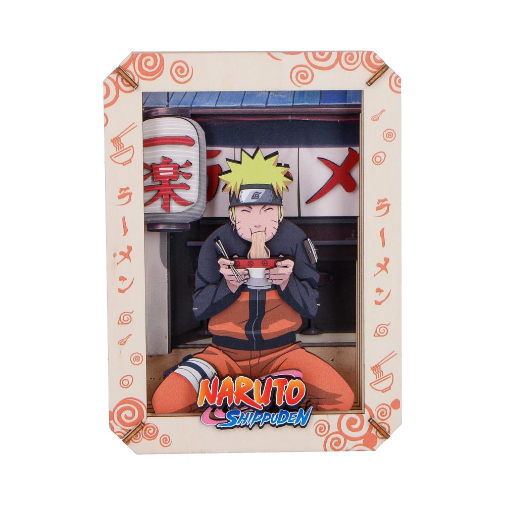Naruto Ramen Wooden Theatre - Front showing Naruto eating ramen in a pale frame