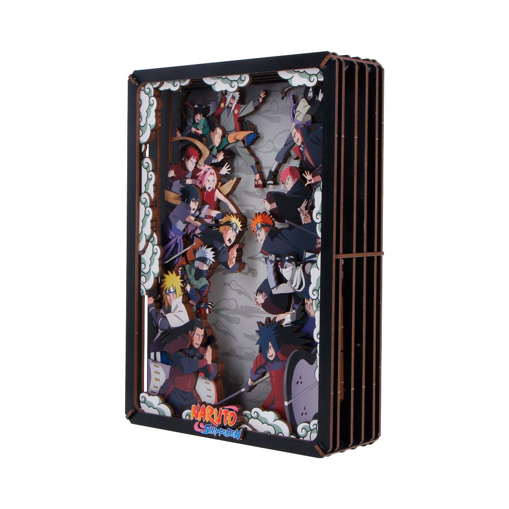 Naruto Combat Large Wooden Theatre - Left angle of tall frame and layered characters