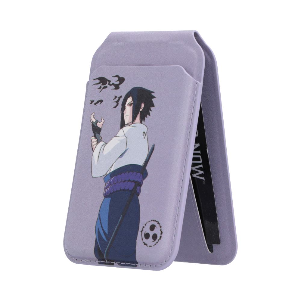 Naruto Sasuke MagSafe Card Holder - Purple Sasuke portrait holder folded into stand