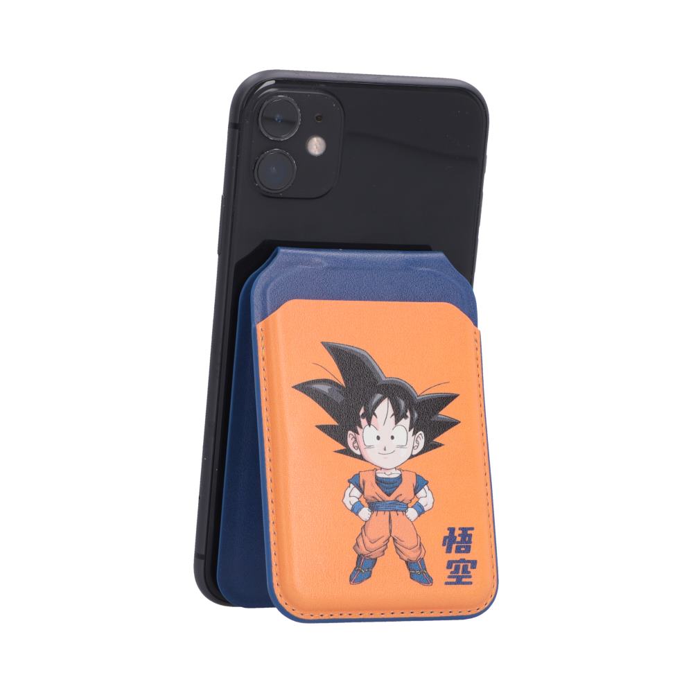 Dragon Ball Z Goku MagSafe Card Holder - Goku holder attached to a portrait-oriented phone