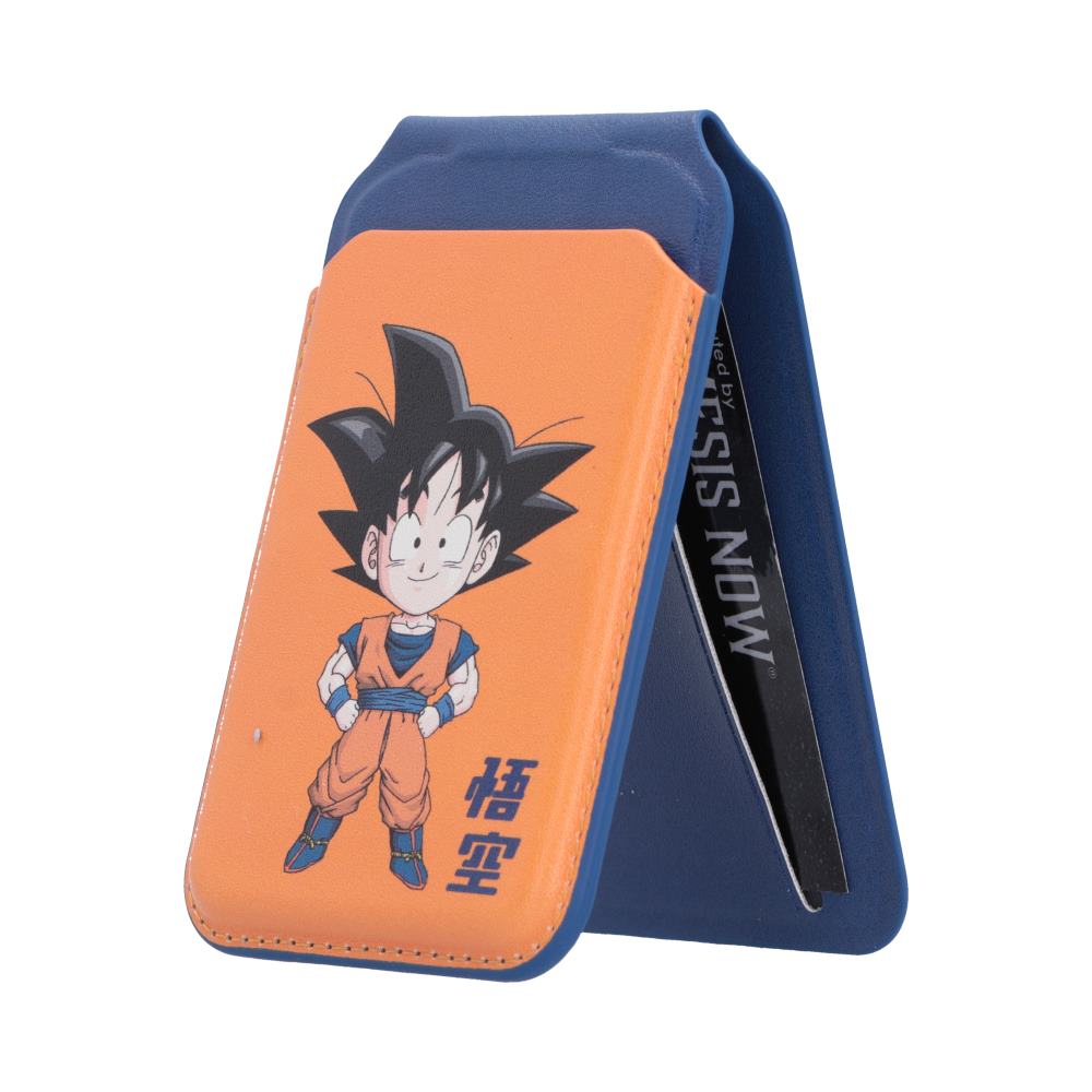 Dragon Ball Z Goku MagSafe Card Holder - Orange and blue black-haired Goku holder folded into stand