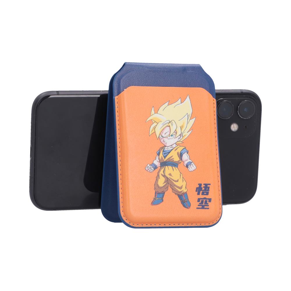 Dragon Ball Z Super Saiyan Goku MagSafe Holder - Golden-haired Goku holder supporting a landscape phone