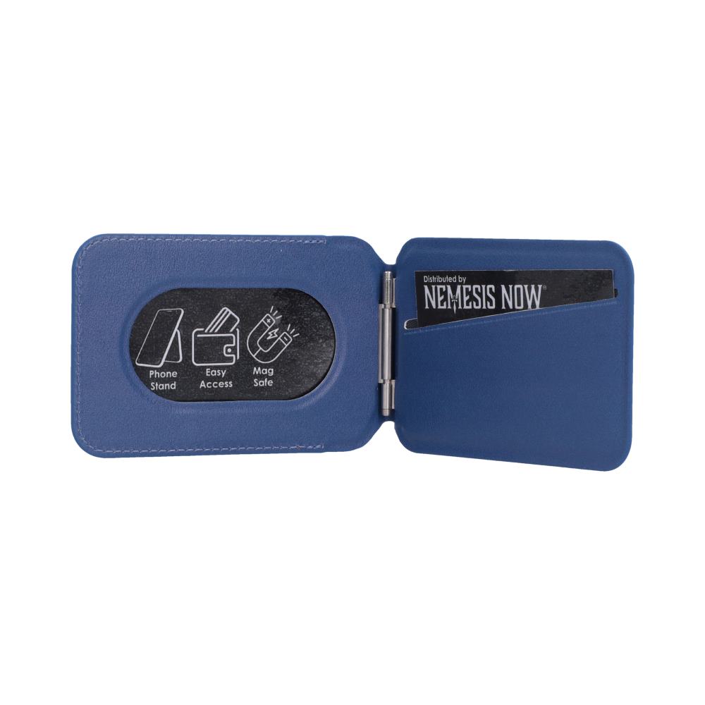 Dragon Ball Z Kame Symbol MagSafe Card Holder - Kame card holder unfolded flat with blue inner panels
