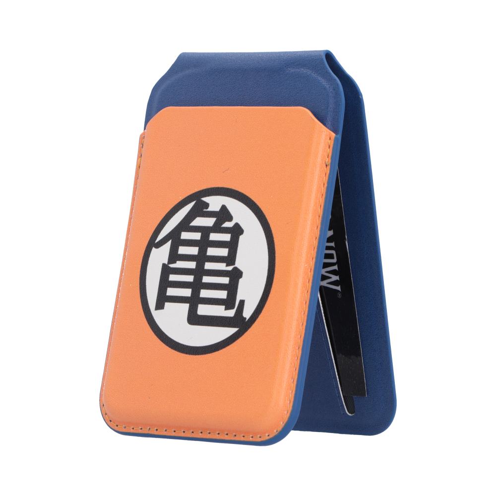 Dragon Ball Z Kame Symbol MagSafe Card Holder - Orange and blue Kame emblem holder folded into stand