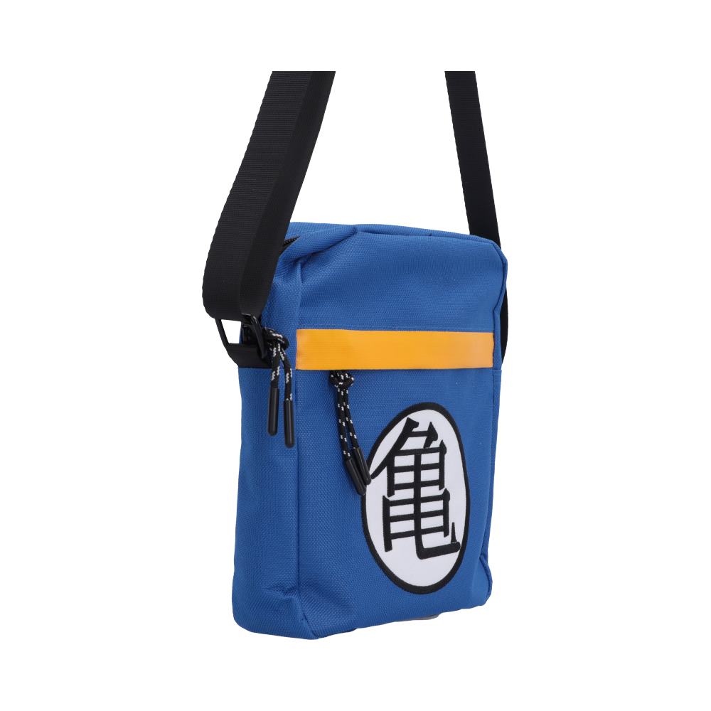 Dragon Ball Z Kame Symbol Crossbody Bag - Side view of emblem pocket and adjustable strap