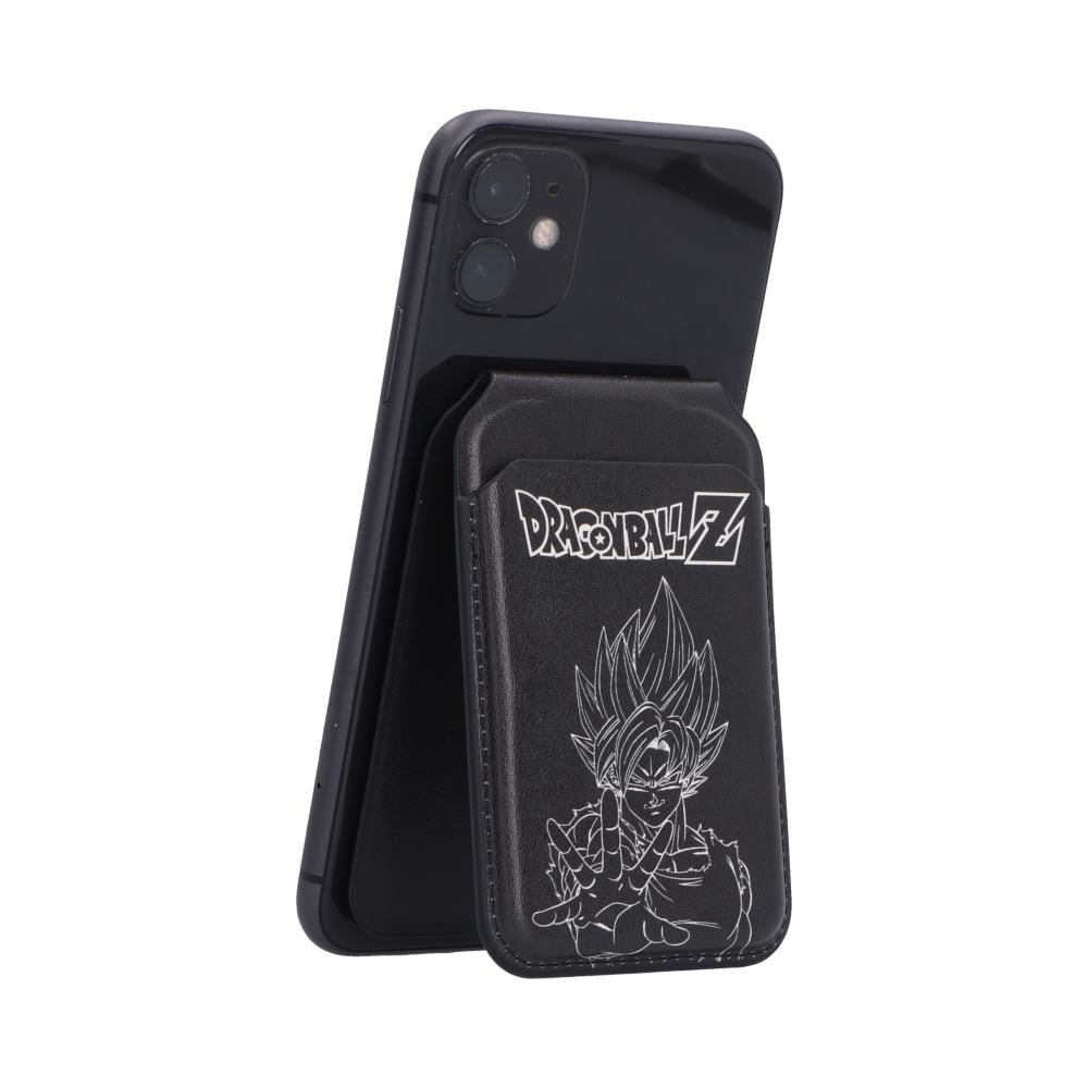 Dragon Ball Z Super Saiyan Goku MagSafe Holder Black - Black Super Saiyan holder attached to portrait phone