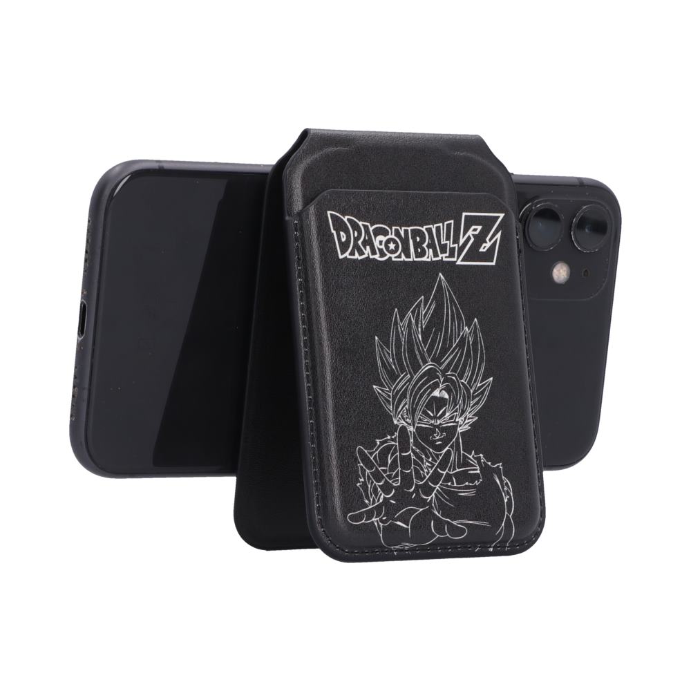 Dragon Ball Z Super Saiyan Goku MagSafe Holder Black - Line-art holder supporting a landscape-oriented phone