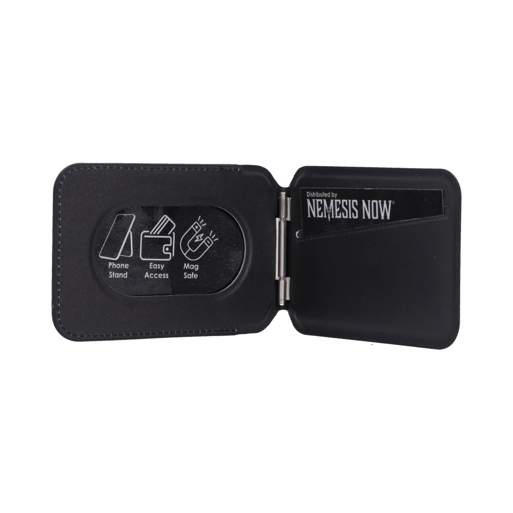 Dragon Ball Z Super Saiyan Goku MagSafe Holder Black - Black card holder unfolded flat with inner panels visible