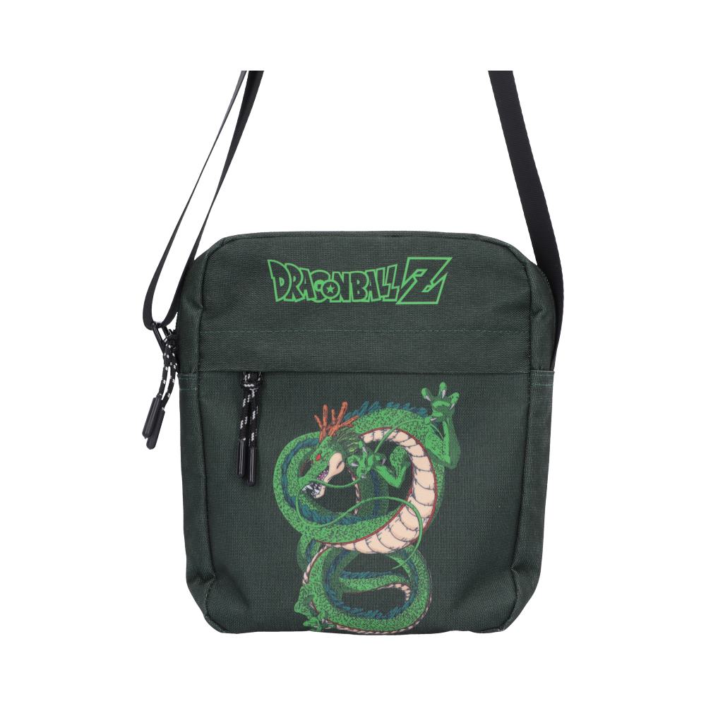 Dragon Ball Z Shenron Crossbody Bag - Front view of coiled Shenron artwork on deep green bag