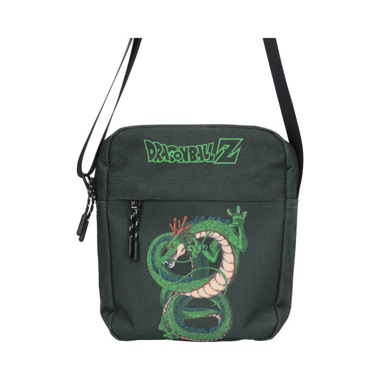Dragon Ball Z Shenron Crossbody Bag - Front view of coiled Shenron artwork on deep green bag