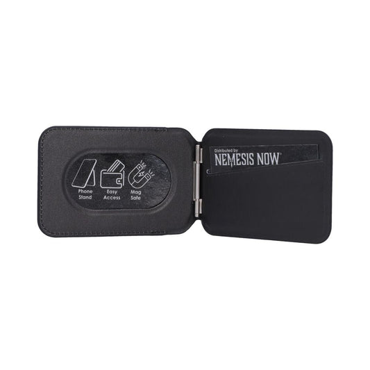 Nightmare Before Christmas Jack MagSafe Card Holder - unfolded black card holder with white face panel visible