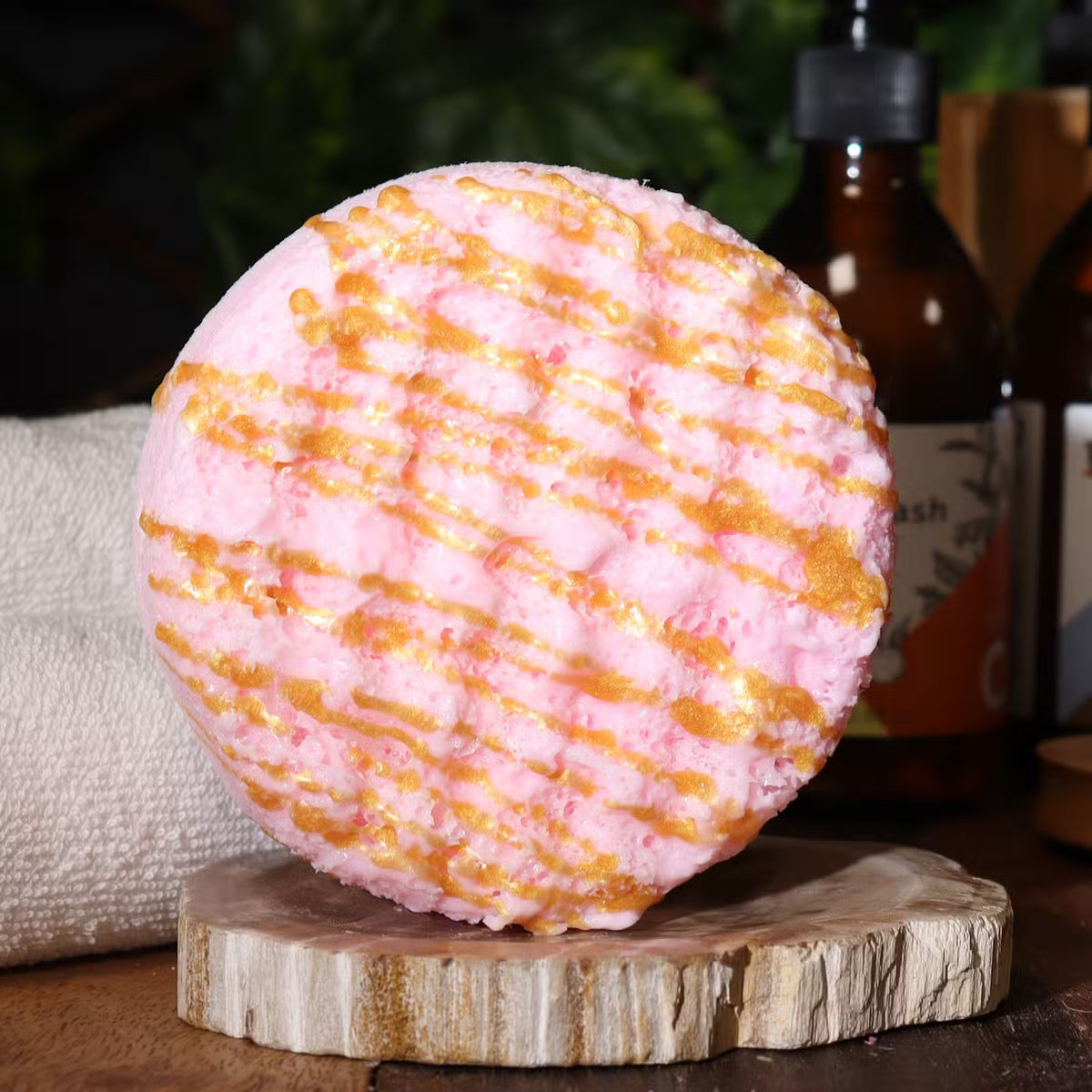 Pink Charlotte Butter Bubble Soap Sponge 230g with pink marbled textured surface