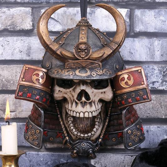 Kabuto Skull 26.6 cm – samurai helmet skull ornament – boho spiritual home décor UK