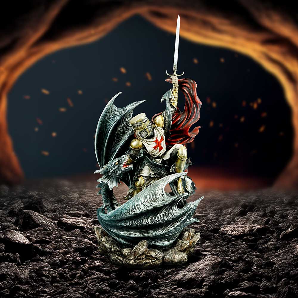 Legend's Fall Dragon And Knight Figurine