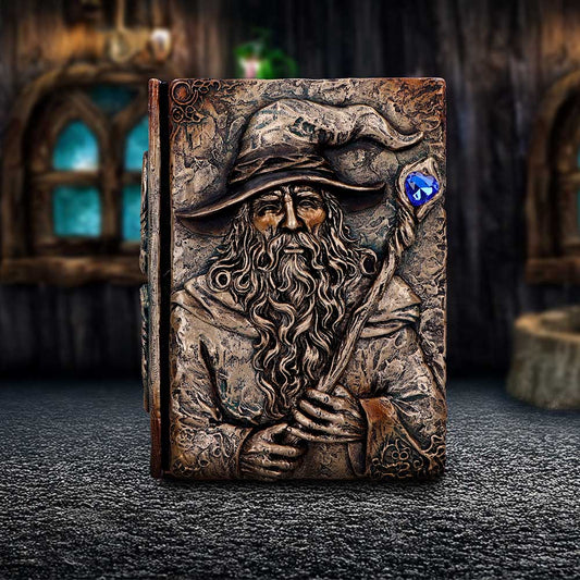 Wizards Grimoire Journal arcane resin cover blank page notebook