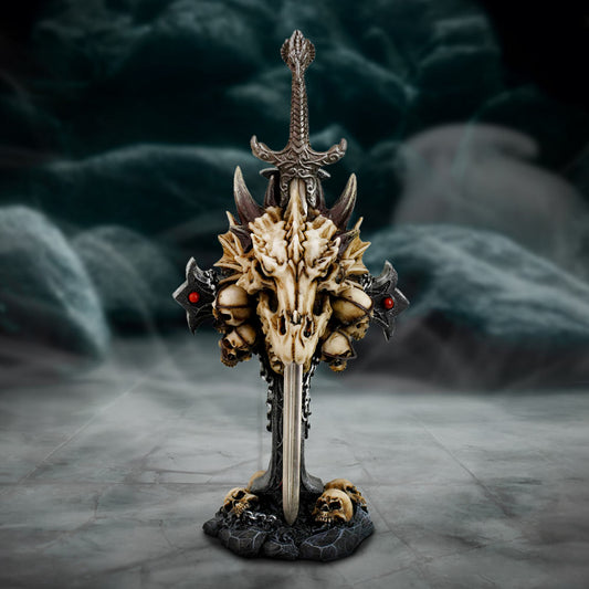 Last Dragon Sword Letter Opener with dragon and skull design