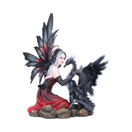 Dragon’s Whisper Gothic Fairy Figurine - Alternate front view of fairy wings and dragon
