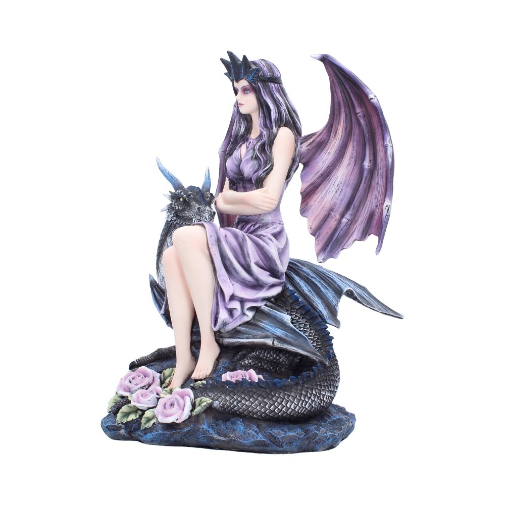 Dragon Rose Enchantress Fairy Figurine - Side showing fairy, dragon and sculpted base