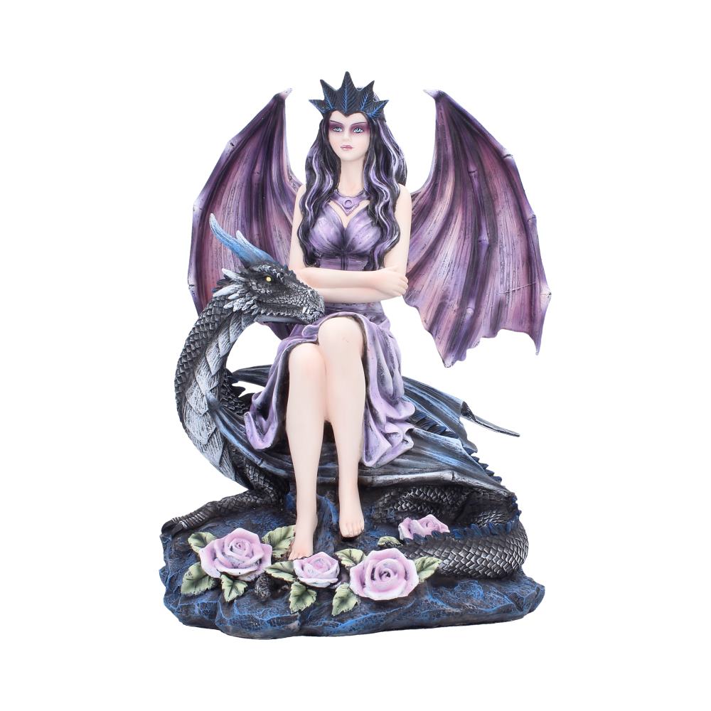Dragon Rose Enchantress Fairy Figurine - Closer front showing roses and pink-purple wings