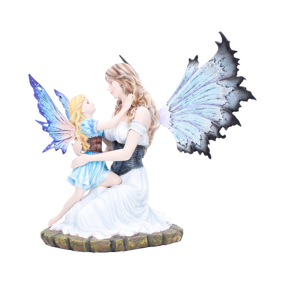 Guardian Wings Fairy and Child Figurine - Angled front showing adult fairy embracing child